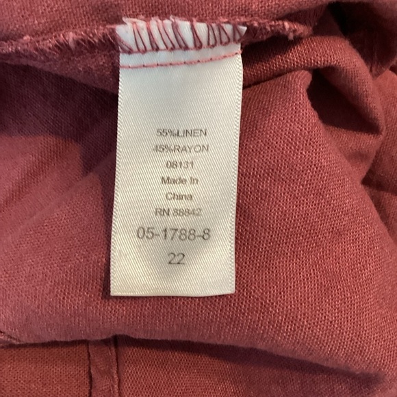 Ellos Red Linen Blend Short Sleeve Button Front Shirt Dress Size 22 Plus - Picture 7 of 7